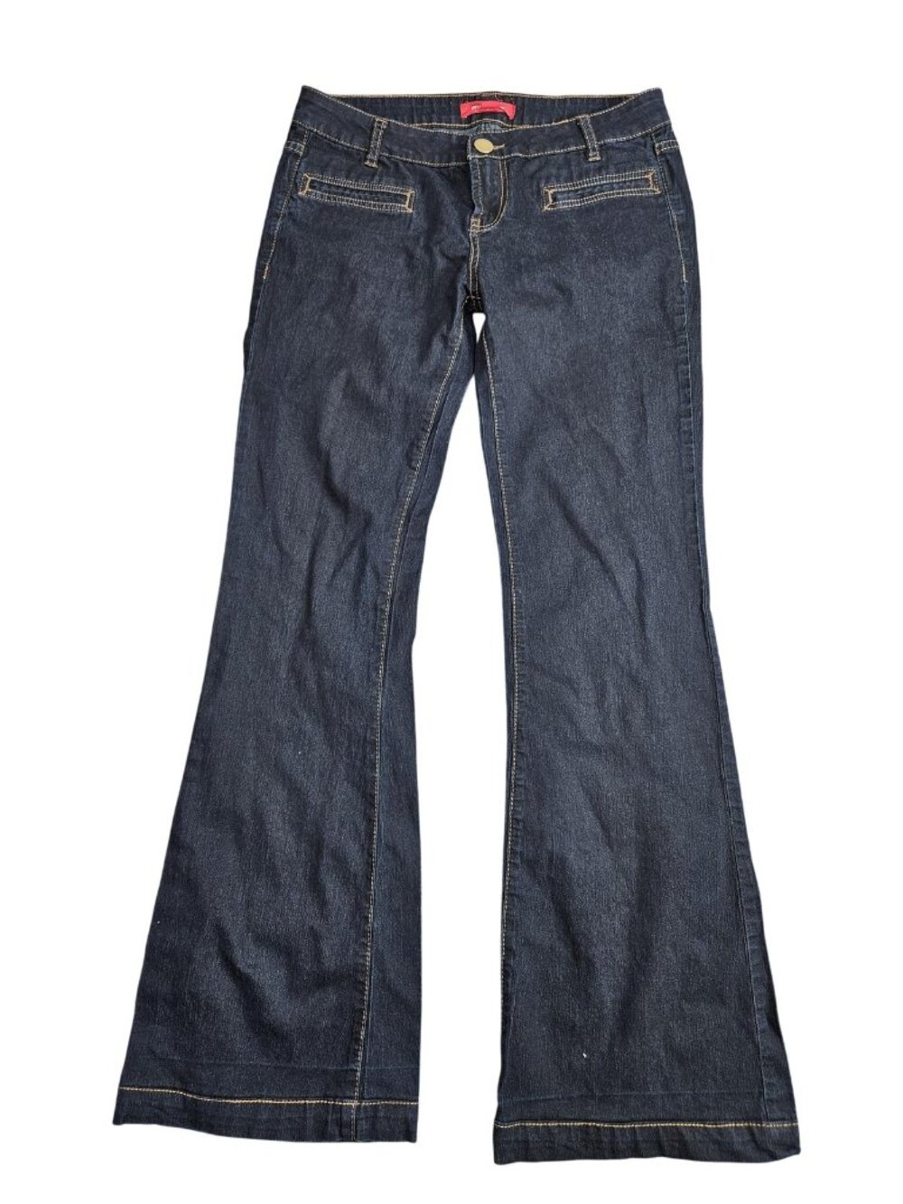 Forever 21 Wide Leg Jeans Womens 28 Blue Dark Wash Mid Rise Stretch Denim